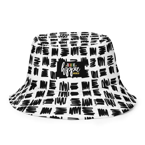 Black and White Yogard and Patched Reversible Bucket Hat