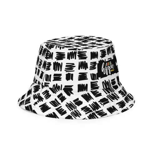 Black and White Yogard and Patched Reversible Bucket Hat