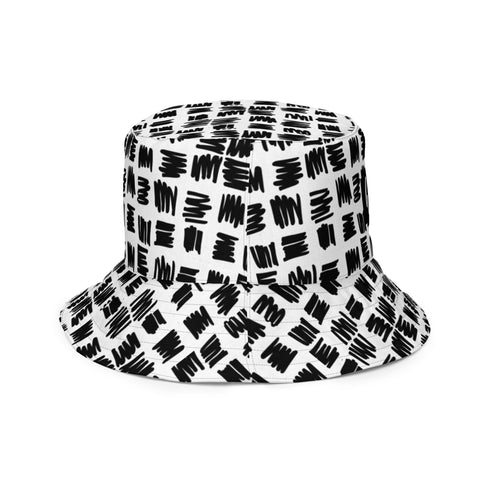 Black and White Yogard and Patched Reversible Bucket Hat