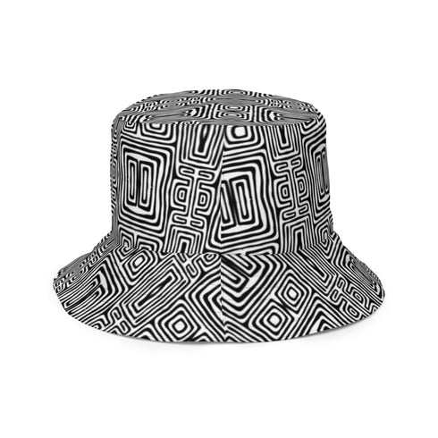 Black and White Yogard and Patched Reversible Bucket Hat