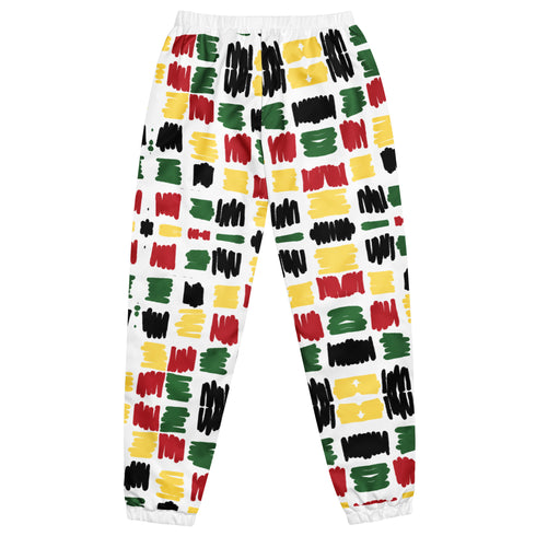 Scribble Patch Color White Unisex Track Pants