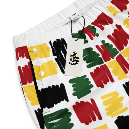 Scribble Patch Color White Unisex Track Pants