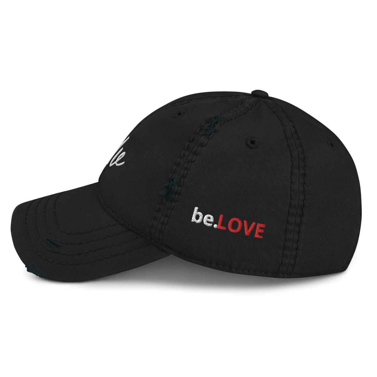 Luv Black Distressed Hat – Bougie Hippie World display picture 3