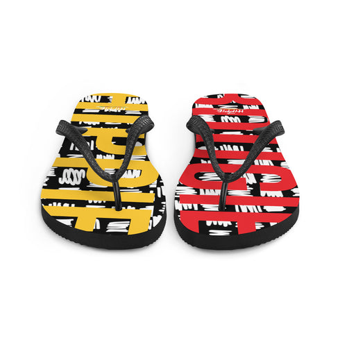 Scratch Patch Red and Yellow Flip-Flops