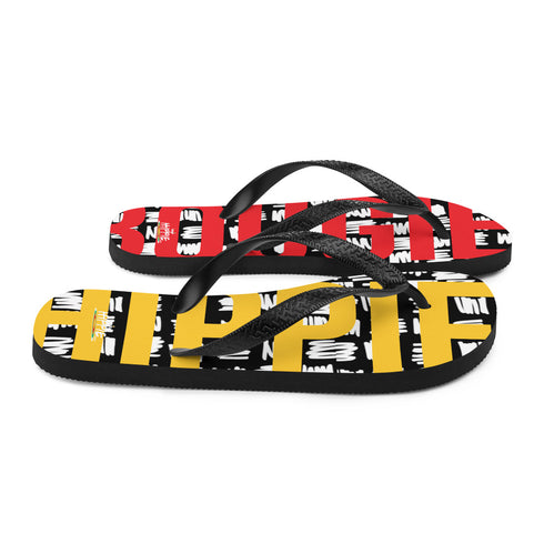 Scratch Patch Red and Yellow Flip-Flops