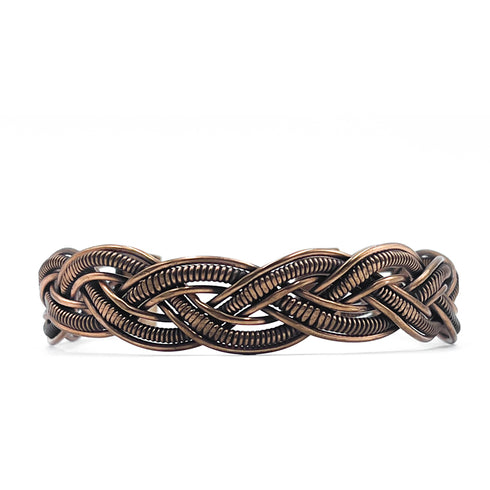 Rustic Copper Braided Cuff Bracelet