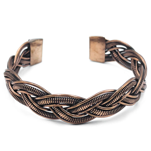 Rustic Copper Braided Cuff Bracelet