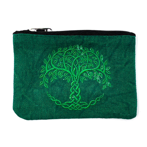 Retro Green Cotton Embroidered Ash Pouch