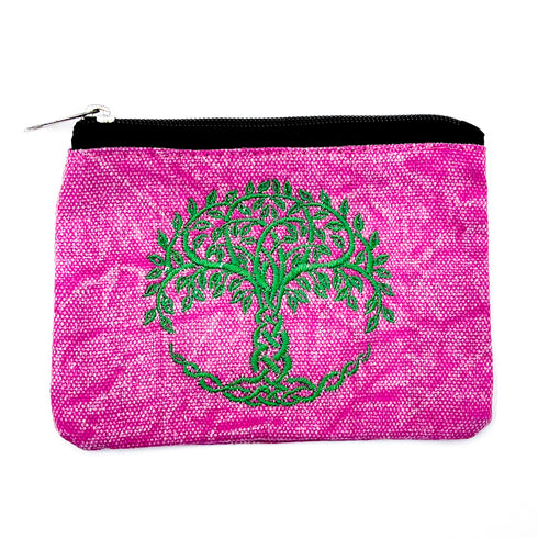 Retro Pink Cotton Embroidered Ash Pouch