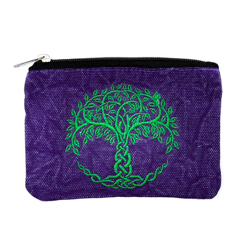 Retro Purple Cotton Embroidered Ash Pouch