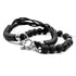 Lava Rock & Leather with Cross Double Layered Bracelet
