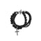 Lava Rock & Leather with Cross Double Layered Bracelet