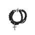Lava Rock & Leather with Cross Double Layered Bracelet