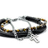 Tri-layer Tiger Eye Cross Bracelet