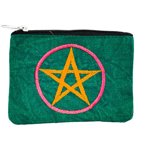 Retro Green Cotton Embroidered Ash Pouch