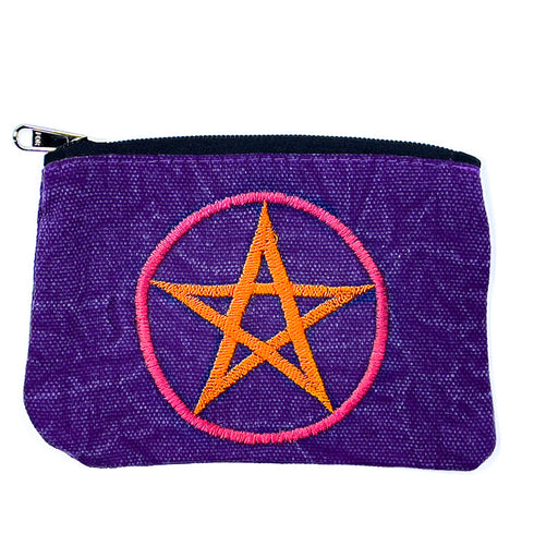 Retro Purple Cotton Embroidered Ash Pouch