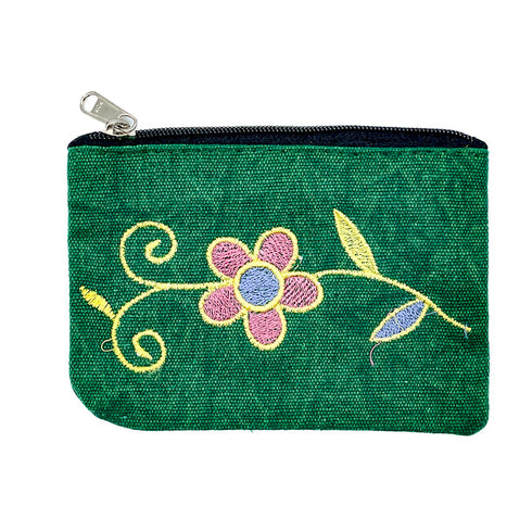 Retro Green Cotton Embroidered Ash Pouch