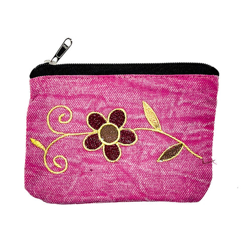Retro Pink Cotton Embroidered Ash Pouch