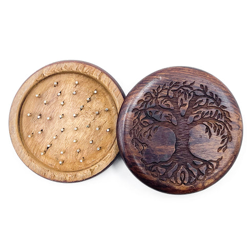 Engraved Tree of Life Wooden Herb Grinder