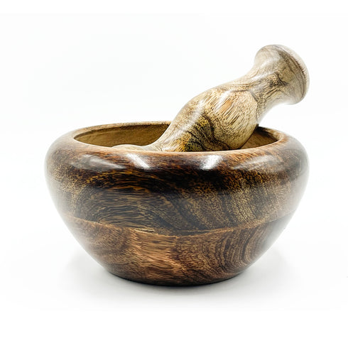 Wooden Mortal and Pestle Mixing and Grinding Tool