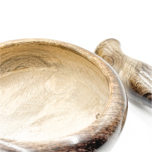 Wooden Mortal and Pestle Mixing and Grinding Tool